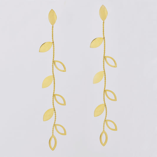 Stainless steel gold leaf drop earring - SSYE5030