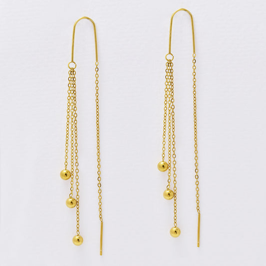 Stainless steel thread earring with chain detail - SSYE5105