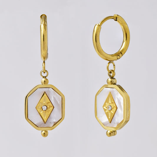 Stainless steel octagonal drop hoops - SSYE5110