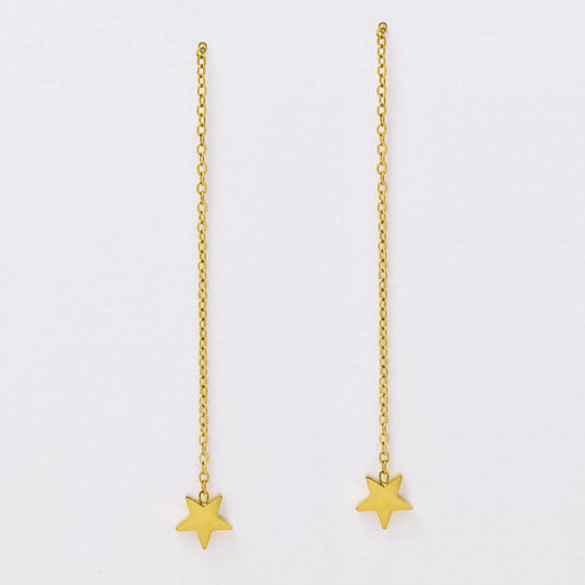 Stainless steel thread earring with chained star detail - SSYE5118