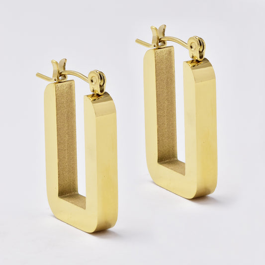 Stainless steel rectangular chunky hoops - SSYE5120