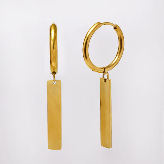 Stainless steel flat bar drop earring - SSYE5149