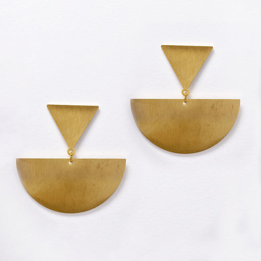 Stainless steel statement geometric textured earring - SSYE5153