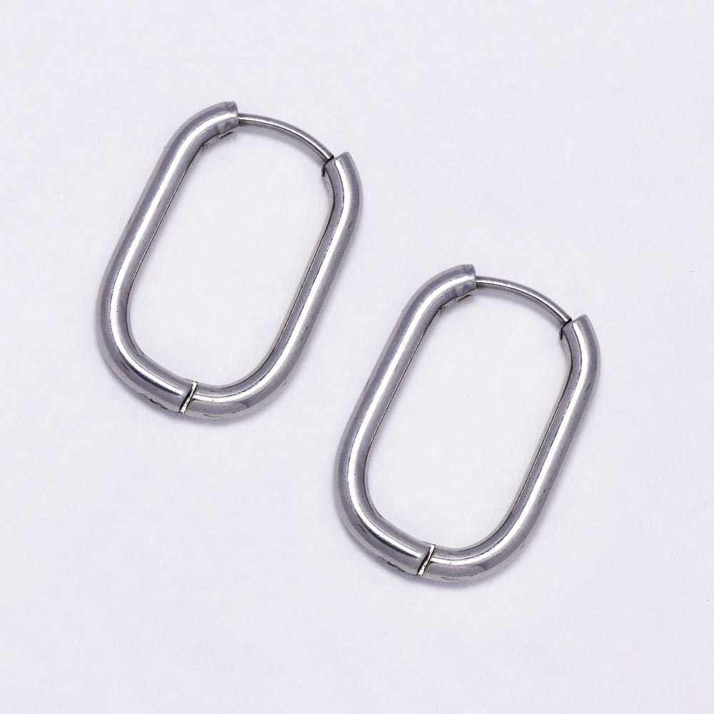 Stainless steel 15x23mm rectangle oval earrings - SSYE5155