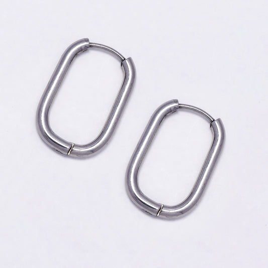 Stainless steel 15x23mm rectangle oval earrings - SSYE5155