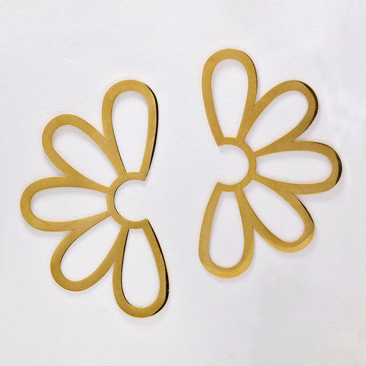 Stainless steel gold half half flower earring - SSYE5187