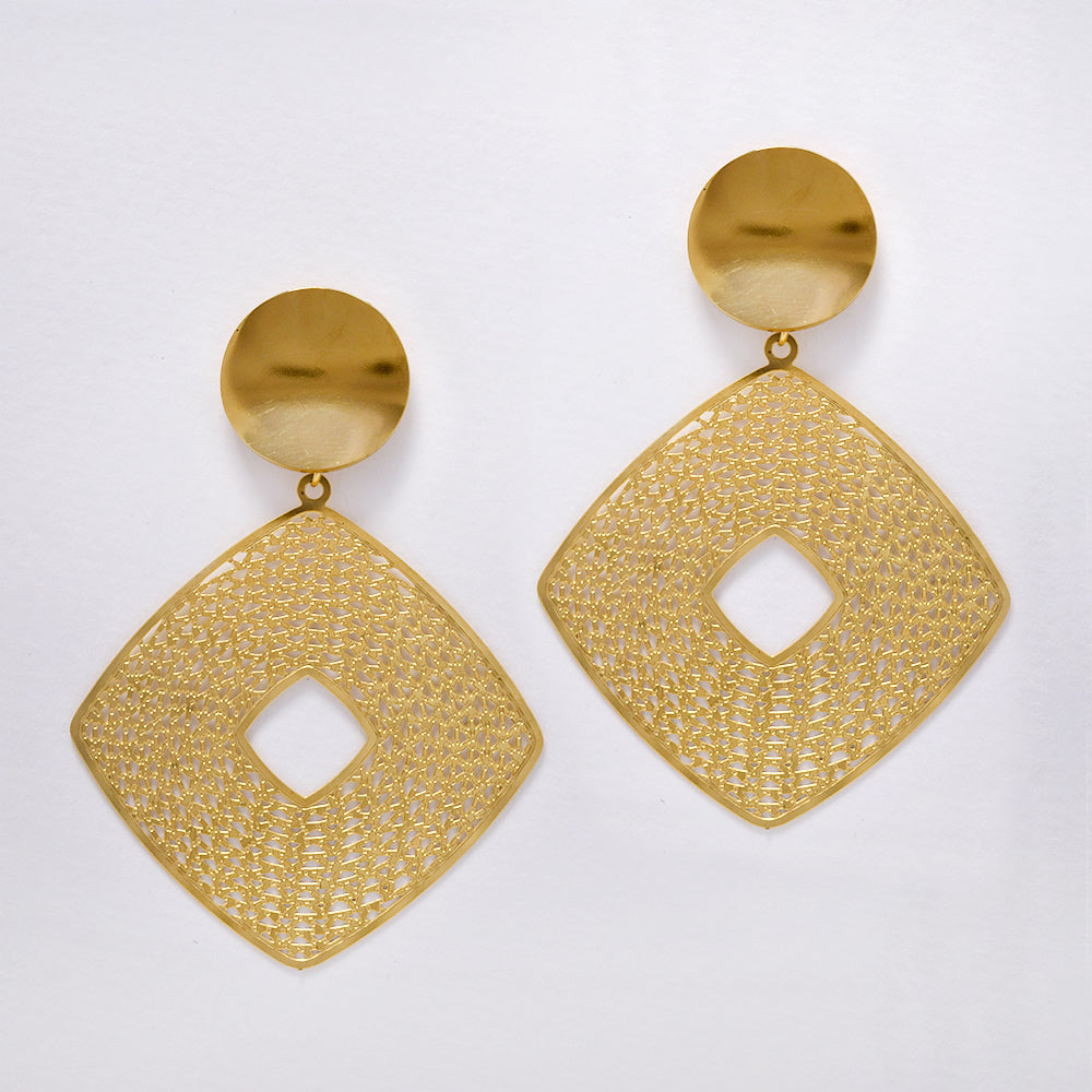 Stainless steel gold geometric earring