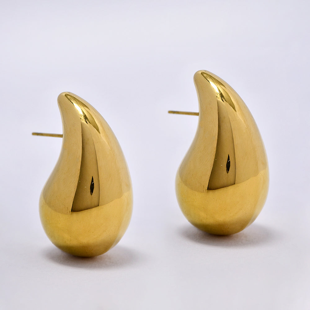 Stainless steel gold broad hoop earring - SSYE5192
