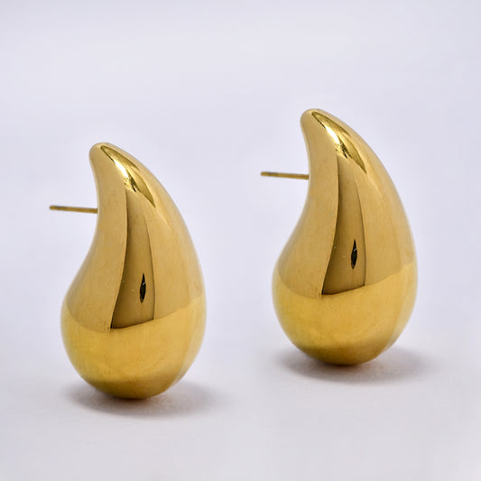 Stainless steel gold broad hoop earring - SSYE5192