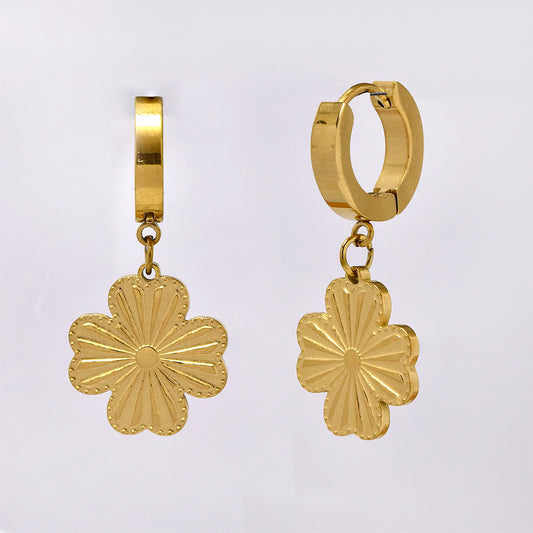 Stainless steel gold flower earring - SSYE5195