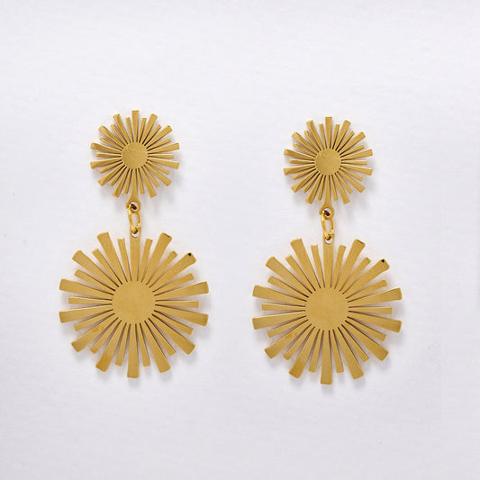 Stainless steel gold double flower earring - SSYE5198