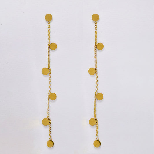 Stainless steel gold disk thread earring - SSYE5205
