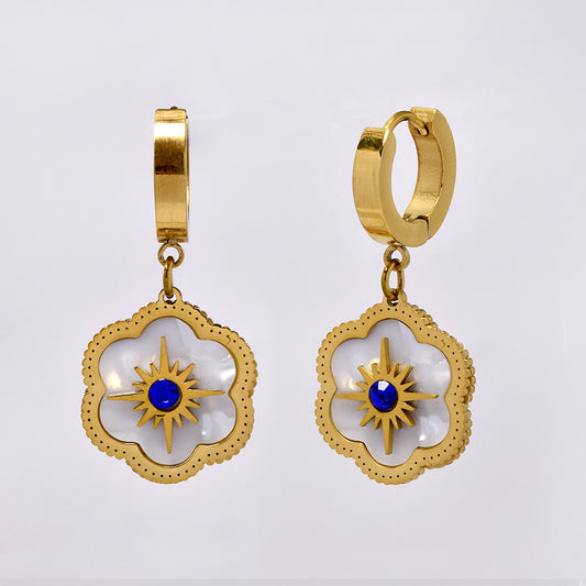 Stainless steel gold shell flower earring - SSYE5208