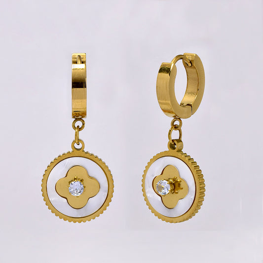 Stainless steel gold disk earring