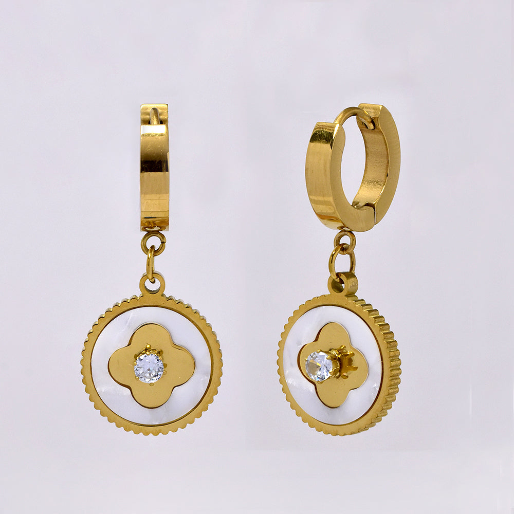 Stainless steel gold disk earring - SSYE5209