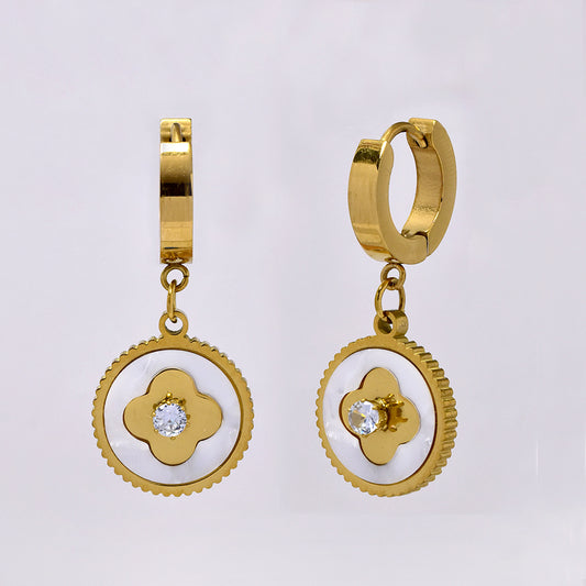 Stainless steel gold disk earring - SSYE5209