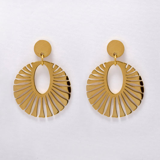 Stainless steel gold sun earring - SSYE5219