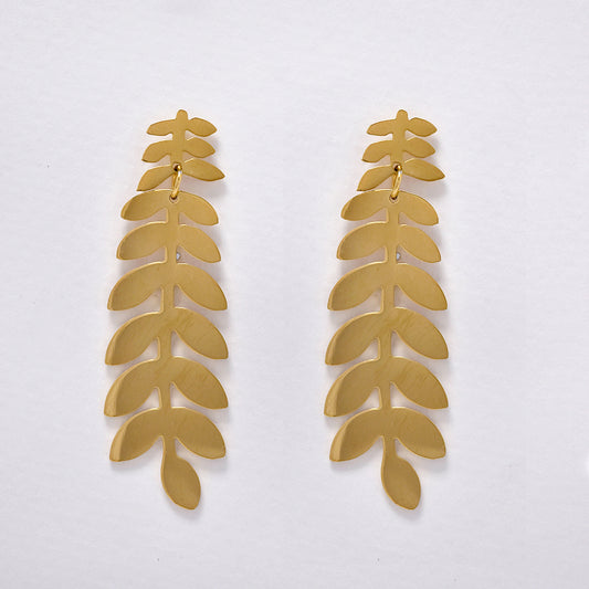 Stainless steel gold leaf earring - SSYE5221