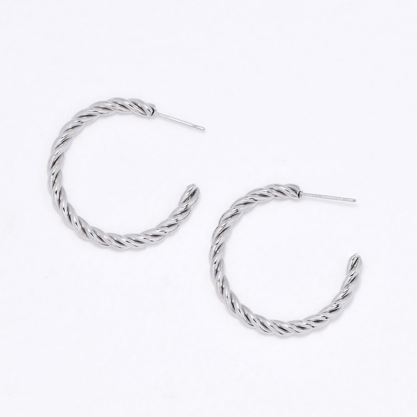Stainless steel 30mm twisted rope hoop earring - SSYE5228