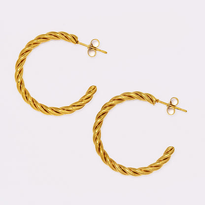 Stainless steel 30mm twisted rope hoop earring - SSYE5228
