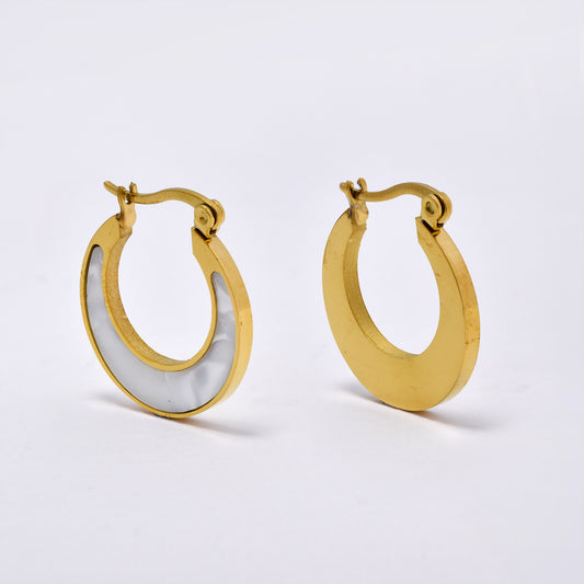 Stainless steel 23mm hoop with shell decoration - SSYE5237