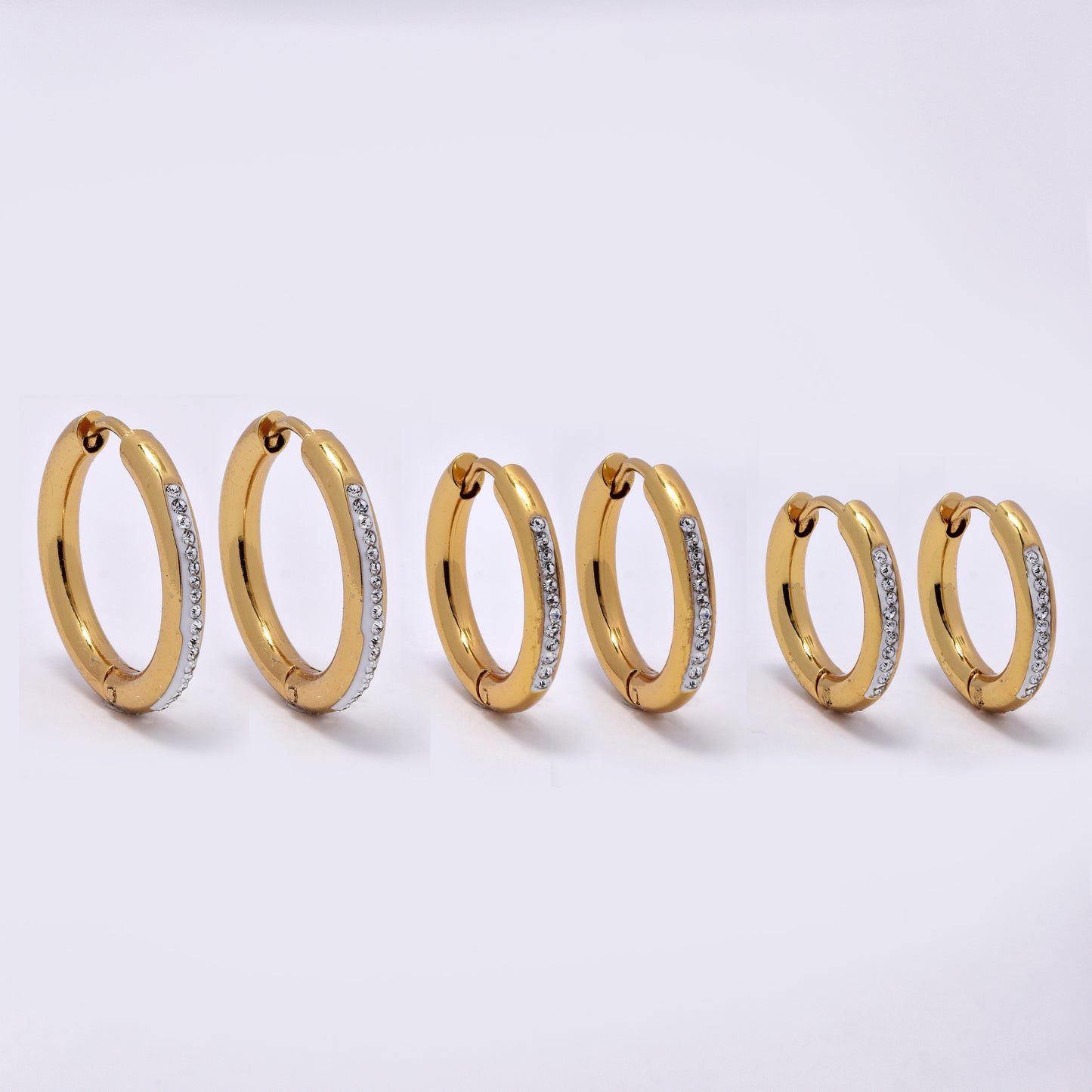 Stainless steel 3 pack cubic zirconia huggies - 18, 20 and 22mm - SSYE5256