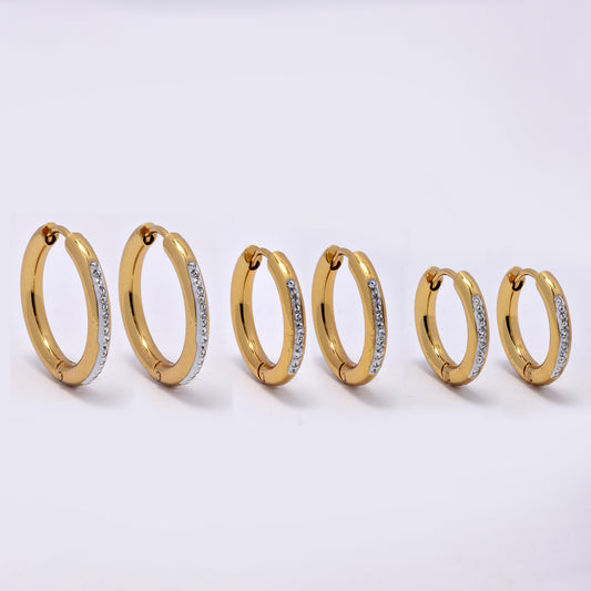 Stainless steel 3 pack cubic zirconia huggies - 18, 20 and 22mm - SSYE5256