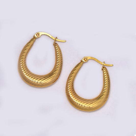 Stainless steel 28mm line  textured  hoops - SSYE5262