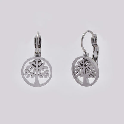 Stainless steel tree of life drop earring - SSYE5366