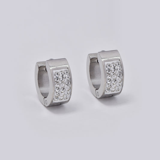 Stainless steel diamante huggie earring - SSYE5370