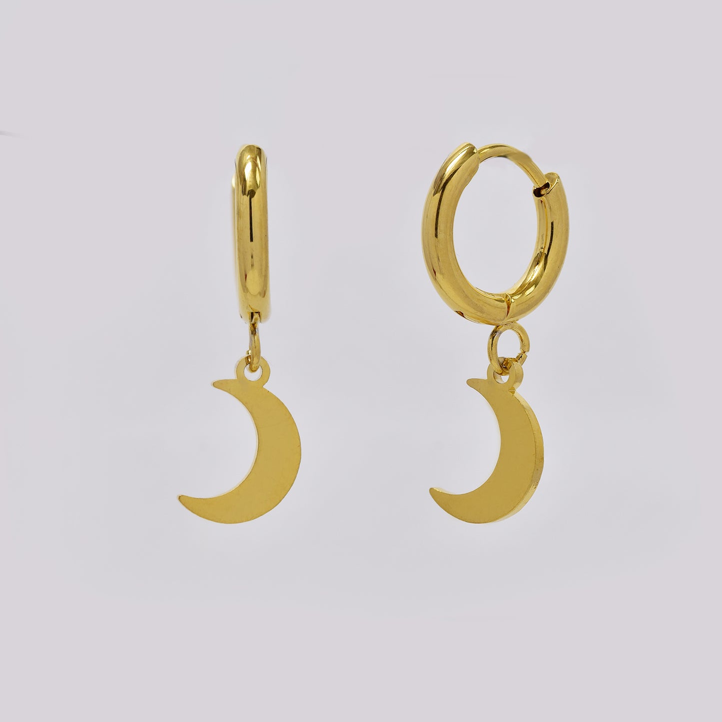 Stainless steel moon charm hoop earring - SSYE5373