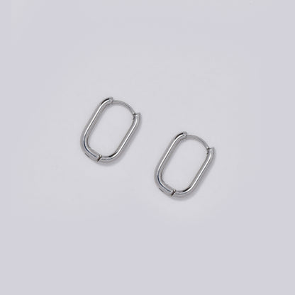 Stainless steel 15 x 2mm oval hoop earrings - SSYE5379