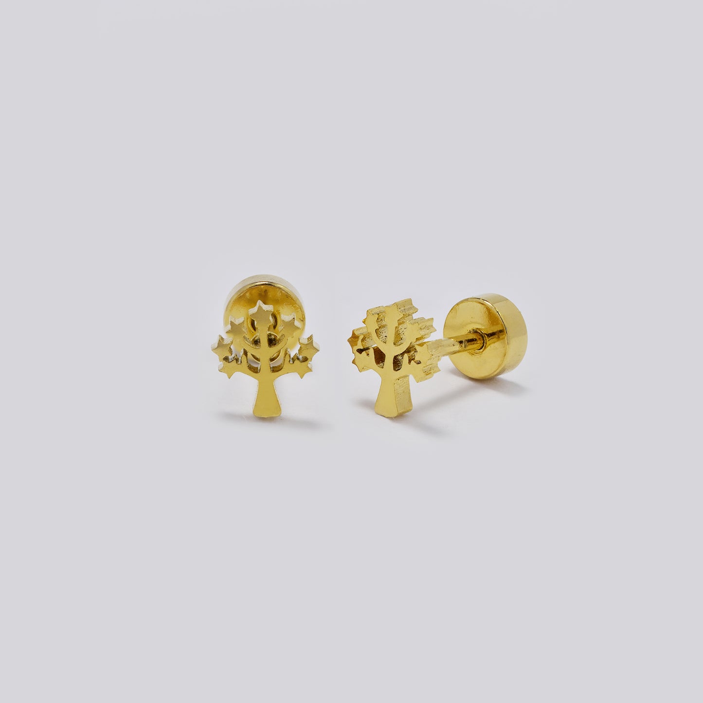 Stainless steel 6 pack tree of life stud earring with flat back closure - SSYE5437
