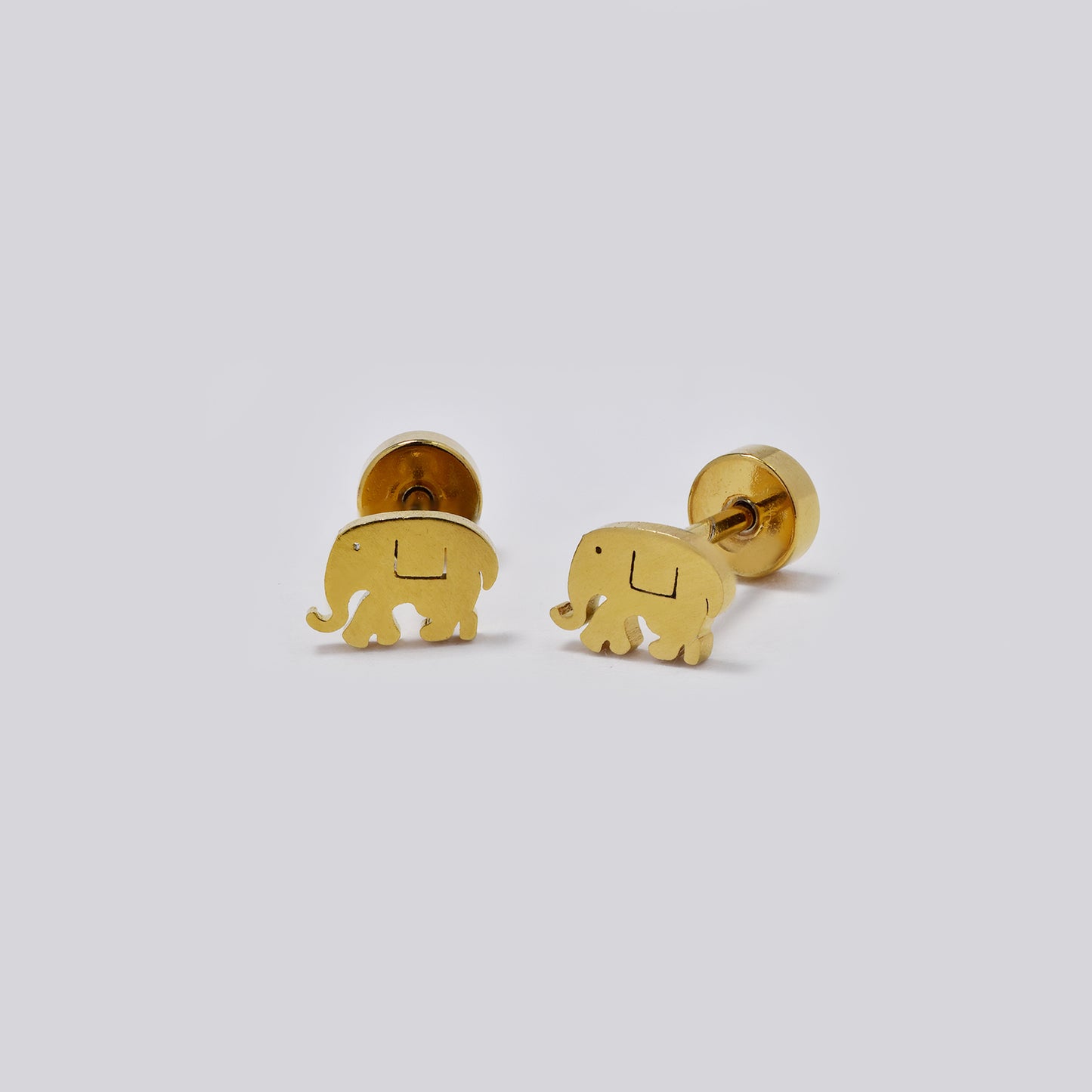 Stainless steel 6 pack elephant stud earring with flat back closure - SSYE5438