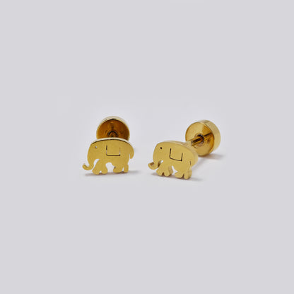 Stainless steel 6 pack elephant stud earring with flat back closure - SSYE5438