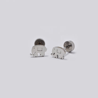 Stainless steel 6 pack elephant stud earring with flat back closure - SSYE5438