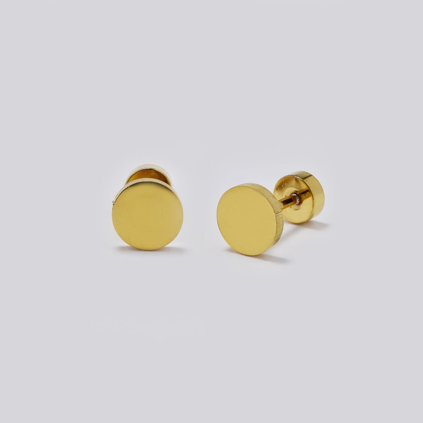 Stainless steel 6 pack 7mm round gold stud earring with flat back closure - SSYE5440