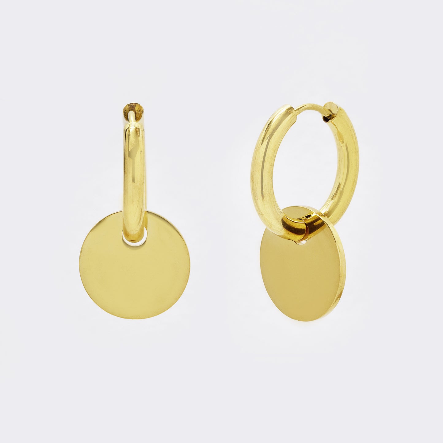 SSYE5520A - Steel round disk on 2.5 x 25mm gold sleeper earring