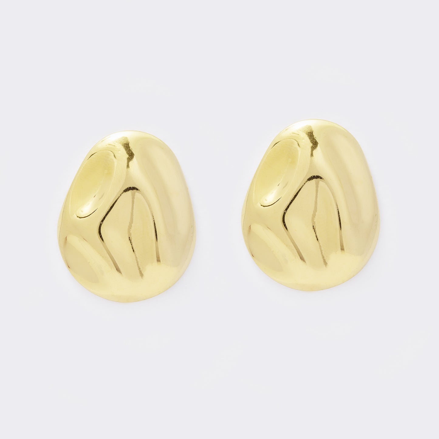 Stainless steel 31mm organic oval shaped stud earrings - SSYE5535