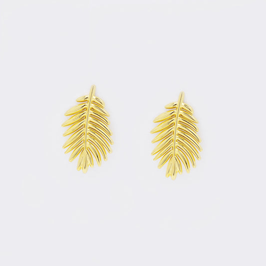 Stainless steel 25x15mm palm leaf stud earring - SSYE5542