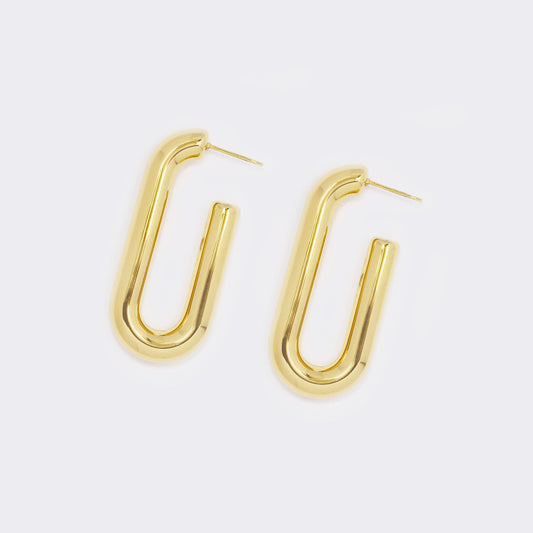 Steel 45x20mm oval hoop earring