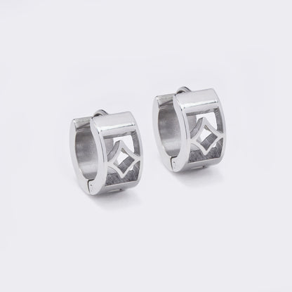Steel 13x7mm diamond cutout huggies - SSYE5566