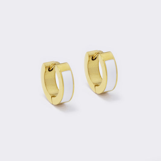 Steel 13.5x4mm enamel insert huggies - SSYE5568