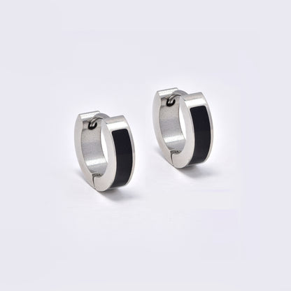 Steel 13.5x4mm enamel insert huggies - SSYE5568