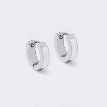 Steel 13.5x4mm enamel insert huggies - SSYE5568