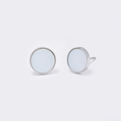 Steel 10mm round shell stud earrings - SSYE5569