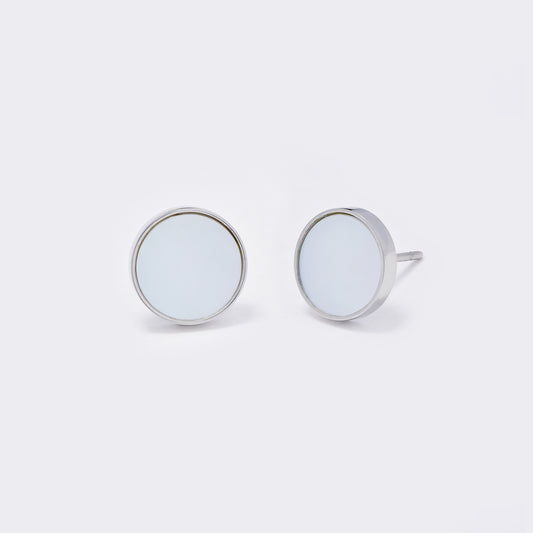 Steel 10mm round shell stud earrings - SSYE5569