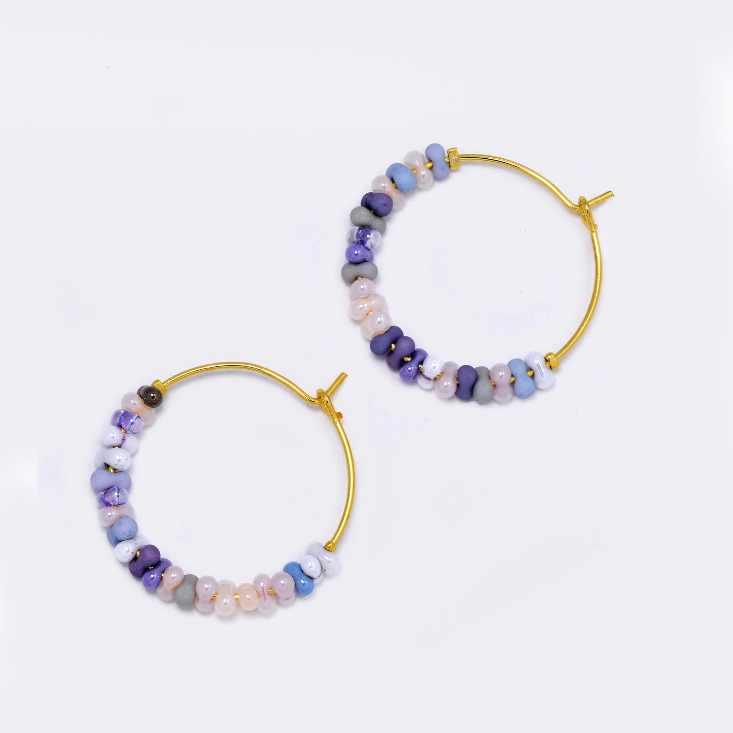 Steel glass bead and stone hoops - SSYE5710