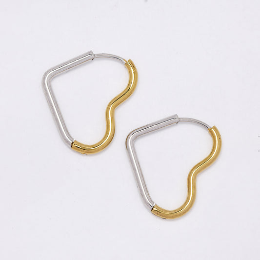 SSYE5962 - St Steel 22mm x 23mm two tone heart hoops