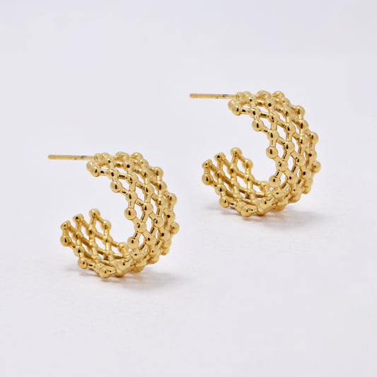 SSYE5967 - St Steel 25mm x 2mm mesh semi hoop studs